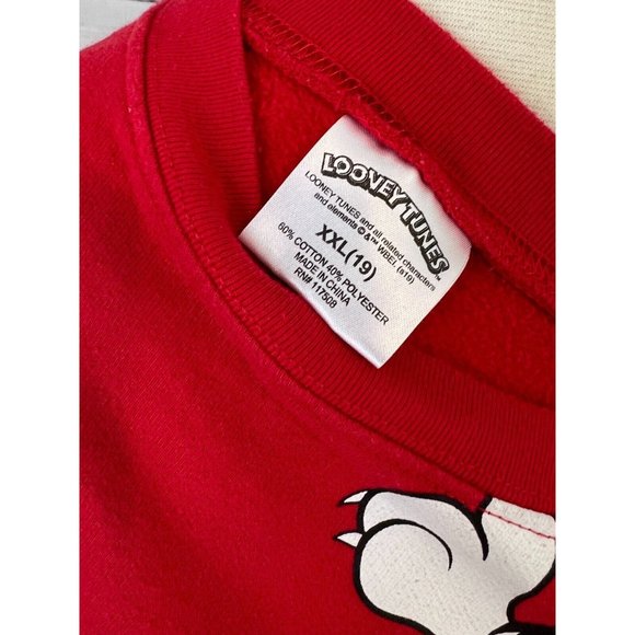 Looney Tunes Sweatshirt Pullover Red XXL 2XL 2X 19 Red Vintage Double Sided - Picture 2 of 11
